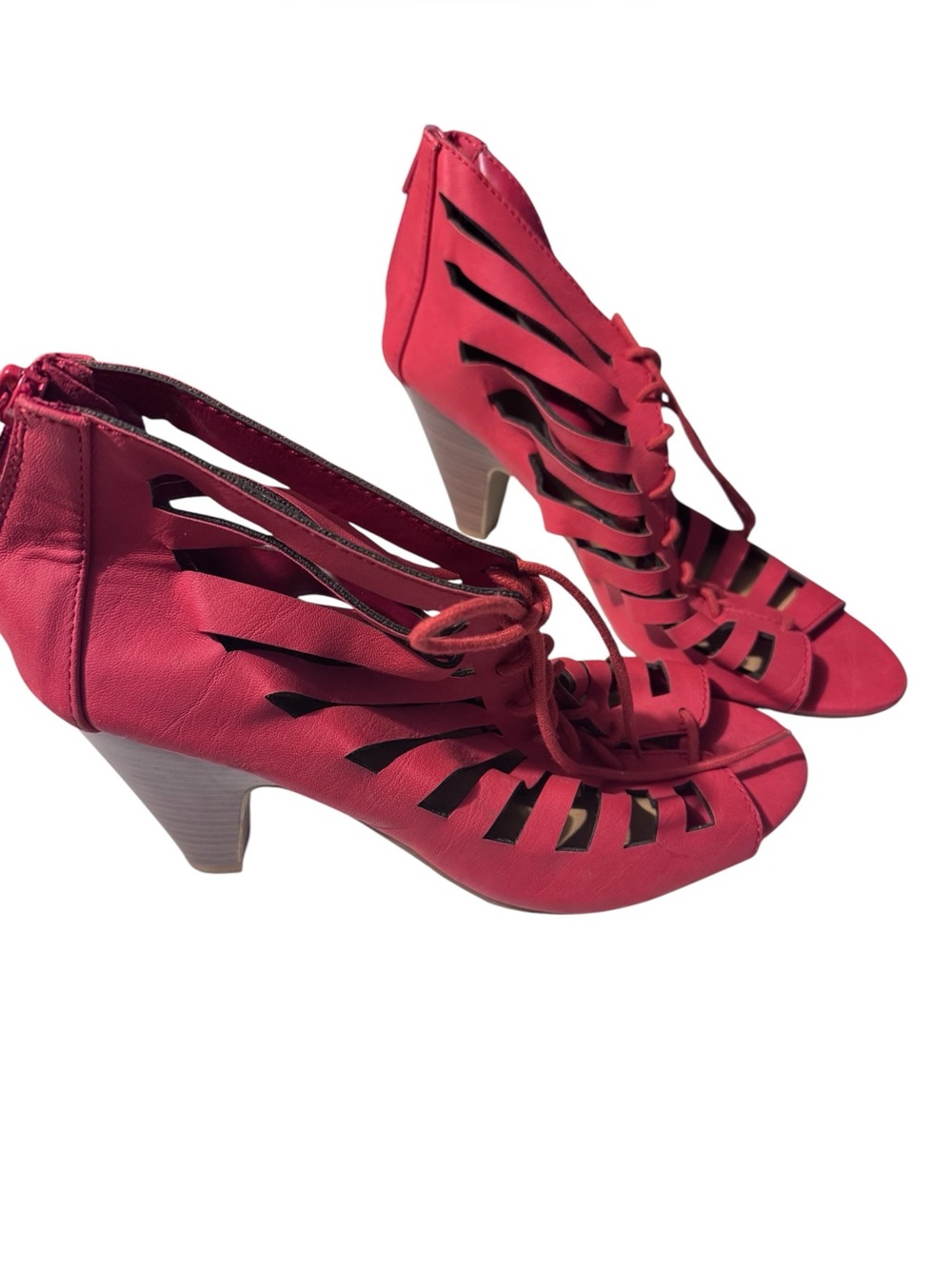 Red Chunky Heel strapping sandal sz 10
